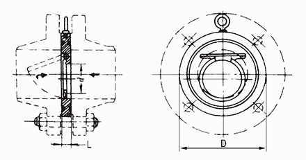 對夾圓片式止回(hui)閥結構示意圖