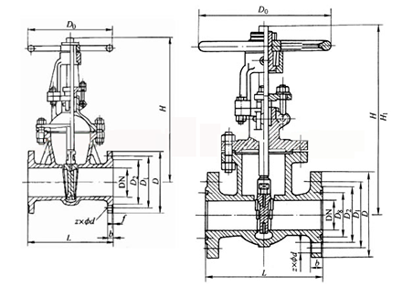 不鏽鋼閘閥結構(gou)示意圖