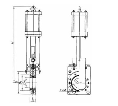 氣動刀閘(zha)閥結構圖