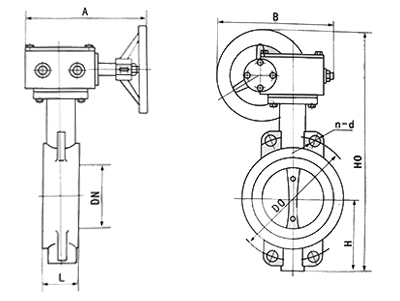 中線對夾(jia)式蝶閥結構示意(yì)圖